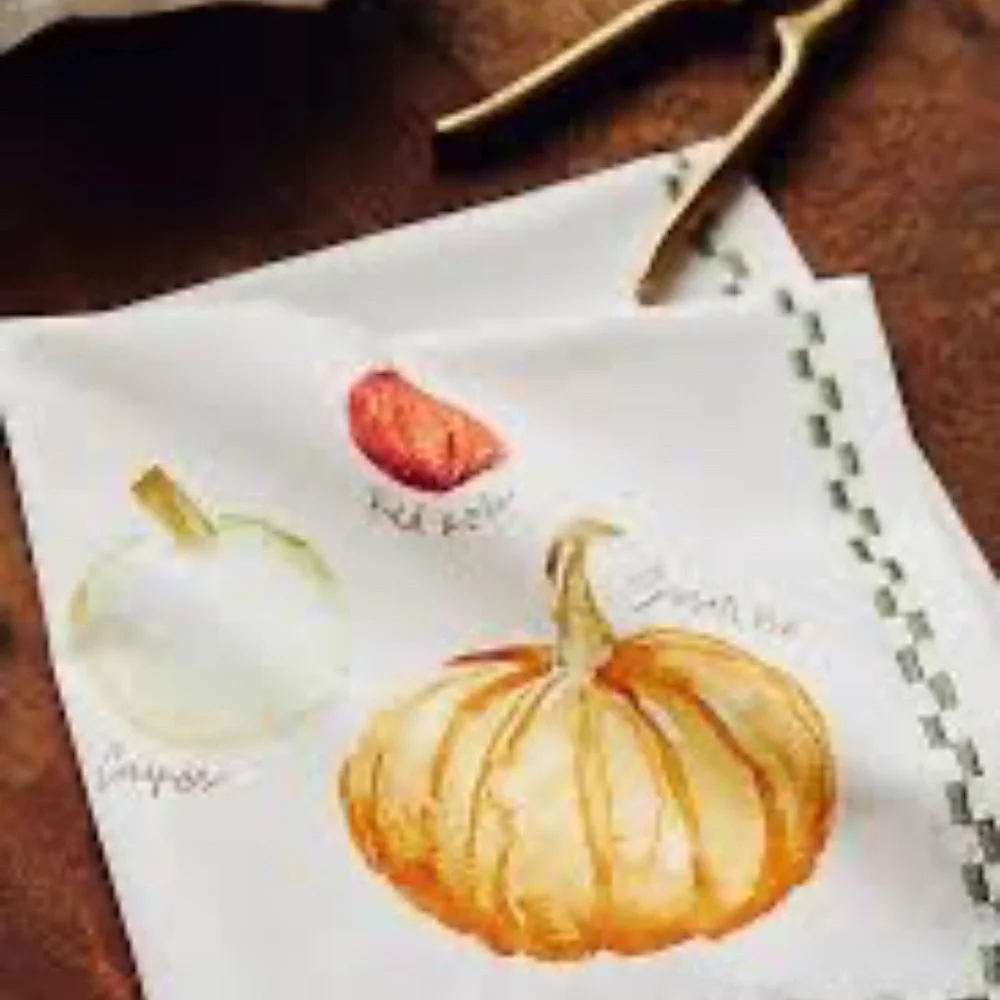 NWT Anthropologie Types Of Pumpkins Napkins